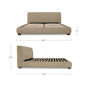 English Elm King Upholstered Storage Bed Rounded Headboard Hydraulic Lift Solid Wood Frame B2769S00058