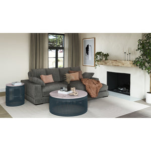 English Elm Reversible Corduroy Sectional with Block Legs Low Profile Contemporary Lounge Sofa B2769S00061
