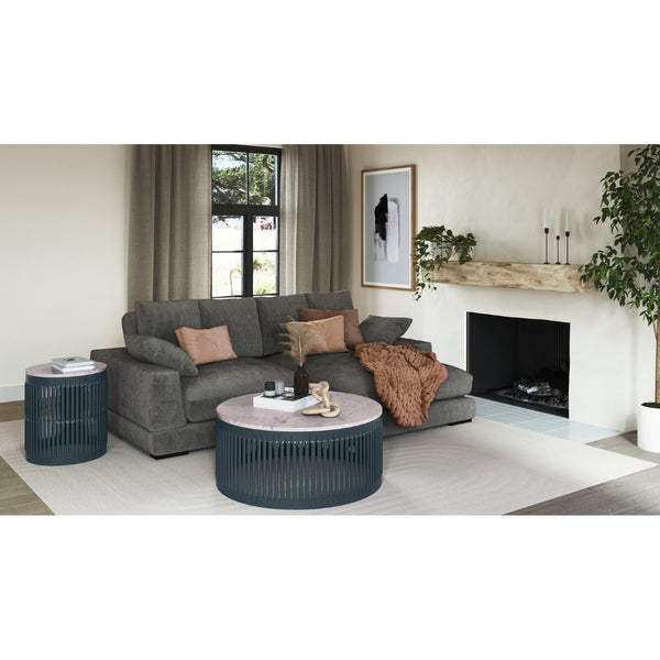 English Elm Reversible Corduroy Sectional with Block Legs Low Profile Contemporary Lounge Sofa B2769S00061