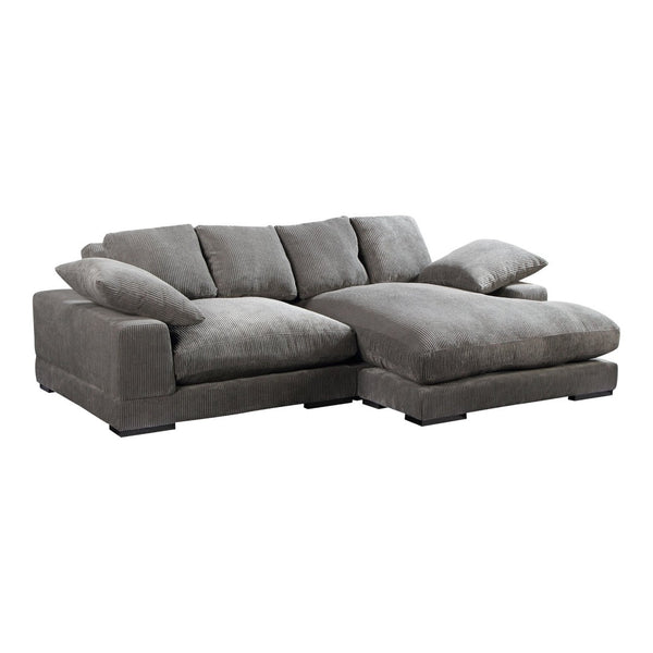 English Elm Reversible Corduroy Sectional with Block Legs Low Profile Contemporary Lounge Sofa B2769S00061