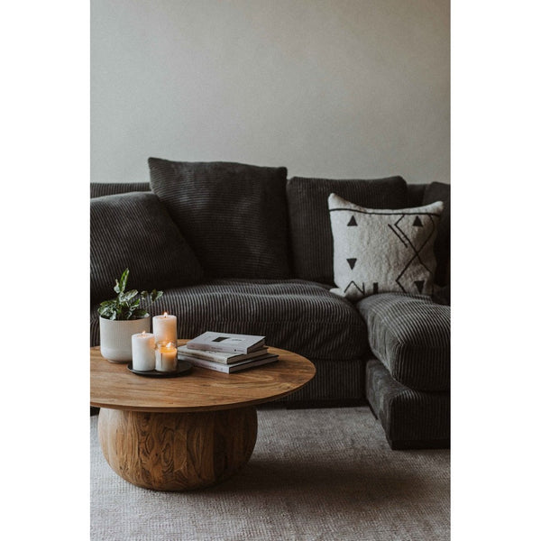 English Elm Reversible Corduroy Sectional with Block Legs Low Profile Contemporary Lounge Sofa B2769S00061