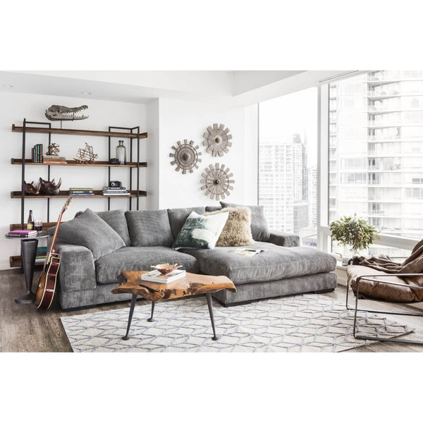 English Elm Reversible Corduroy Sectional with Block Legs Low Profile Contemporary Lounge Sofa B2769S00061