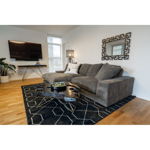 English Elm Reversible Corduroy Sectional with Block Legs Low Profile Contemporary Lounge Sofa B2769S00061