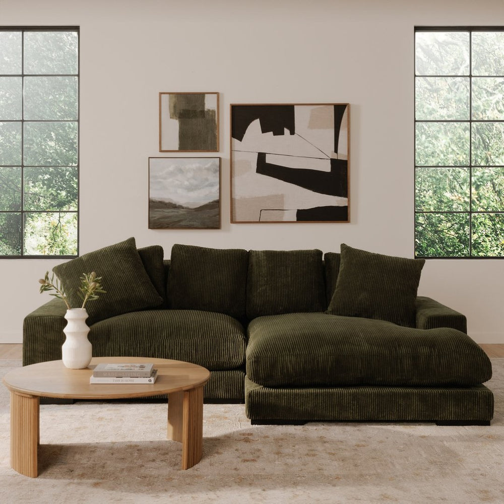 English Elm Sectional, Three Seat Corduroy Sofa with Eucalyptus Frame for Modern Living Rooms B2769S00062