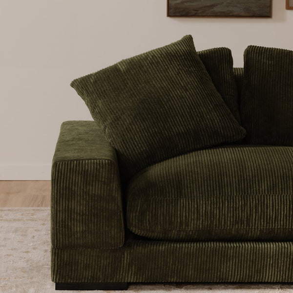 English Elm Sectional, Three Seat Corduroy Sofa with Eucalyptus Frame for Modern Living Rooms B2769S00062