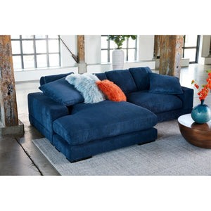 English Elm Reversible Corduroy Sectional with Block Legs Low Profile Contemporary Living Room Sofa B2769S00070