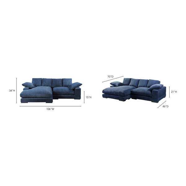 English Elm Reversible Corduroy Sectional with Block Legs Low Profile Contemporary Living Room Sofa B2769S00070