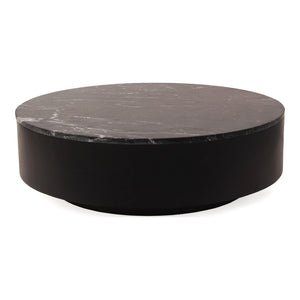 English Elm Coffee Table Round Black Marble with Gold Fleck Veining Low Profile Living Room B2769S00071