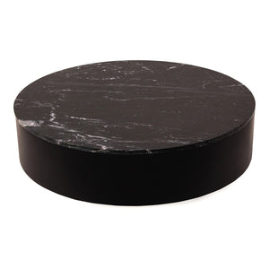 English Elm Coffee Table Round Black Marble with Gold Fleck Veining Low Profile Living Room B2769S00071