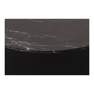 English Elm Coffee Table Round Black Marble with Gold Fleck Veining Low Profile Living Room B2769S00071