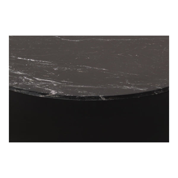 English Elm Coffee Table Round Black Marble with Gold Fleck Veining Low Profile Living Room B2769S00071