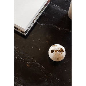 English Elm Coffee Table Round Black Marble with Gold Fleck Veining Low Profile Living Room B2769S00071