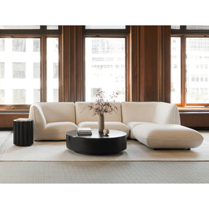 English Elm Coffee Table Round Black Marble with Gold Fleck Veining Low Profile Living Room B2769S00071