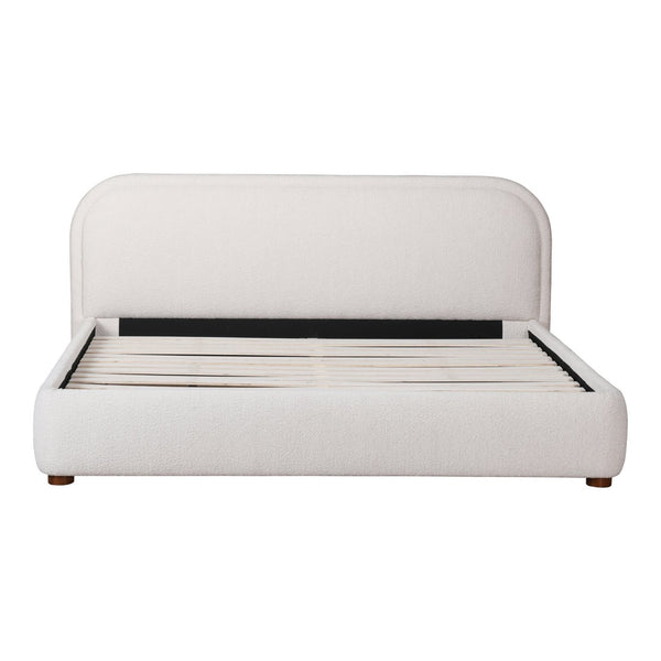 English Elm Queen Velvet Upholstered Panel Bed Solid Pine Frame Tailored Headboard Neutral Oatmeal B2769S00072