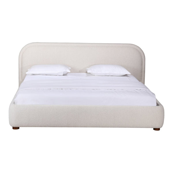 English Elm Queen Velvet Upholstered Panel Bed Solid Pine Frame Tailored Headboard Neutral Oatmeal B2769S00072