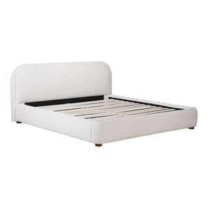 English Elm Queen Velvet Upholstered Panel Bed Solid Pine Frame Tailored Headboard Neutral Oatmeal B2769S00072