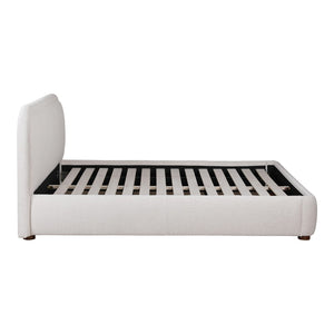 English Elm Queen Velvet Upholstered Panel Bed Solid Pine Frame Tailored Headboard Neutral Oatmeal B2769S00072