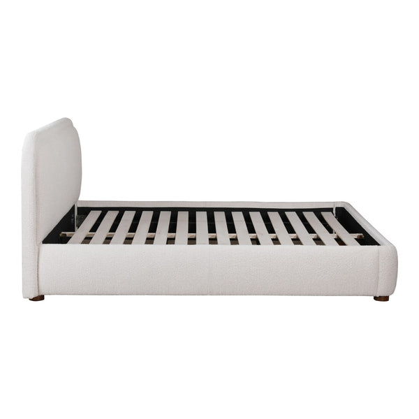 English Elm Queen Velvet Upholstered Panel Bed Solid Pine Frame Tailored Headboard Neutral Oatmeal B2769S00072