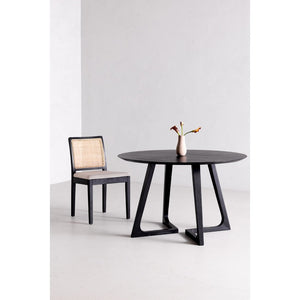 English Elm Round Solid Ash Dining Table with Flared Legs Mid-century Modern Style Seats Six B2769S00074