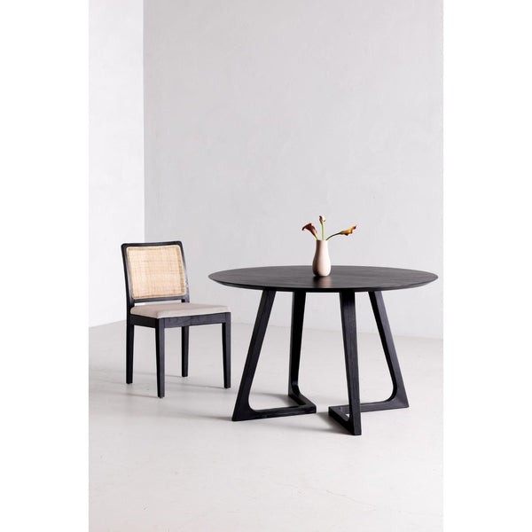 English Elm Round Solid Ash Dining Table with Flared Legs Mid-century Modern Style Seats Six B2769S00074