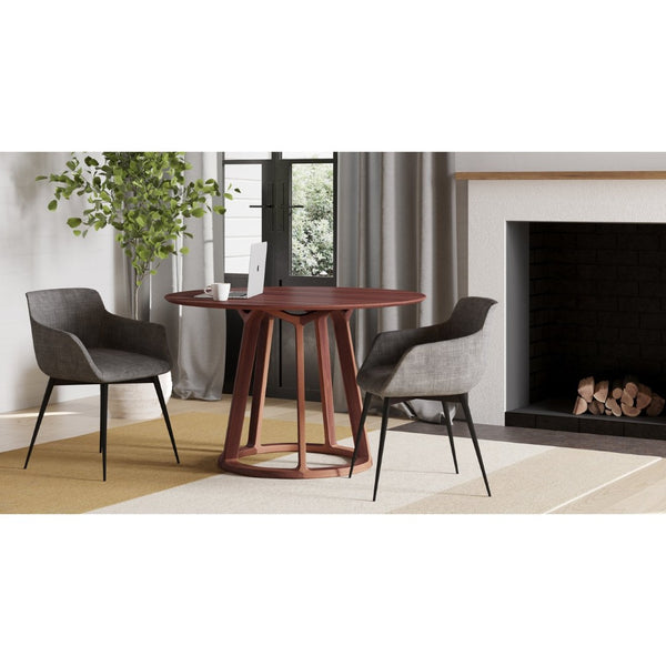 English Elm Dining Table Solid Walnut Round Seats Four Natural Grain Mid-century Modern B2769S00078