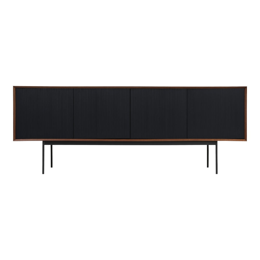 English Elm Harper Walnut Veneer Sideboard with Slim Metal Base for Dining and Living Rooms B2769S00081