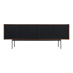 English Elm Harper Walnut Veneer Sideboard with Slim Metal Base for Dining and Living Rooms B2769S00081