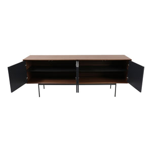 English Elm Harper Walnut Veneer Sideboard with Slim Metal Base for Dining and Living Rooms B2769S00081