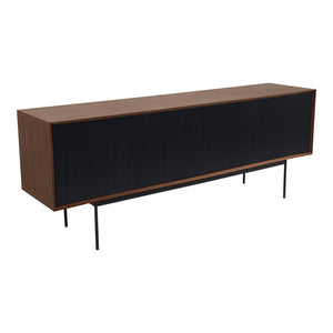 English Elm Harper Walnut Veneer Sideboard with Slim Metal Base for Dining and Living Rooms B2769S00081