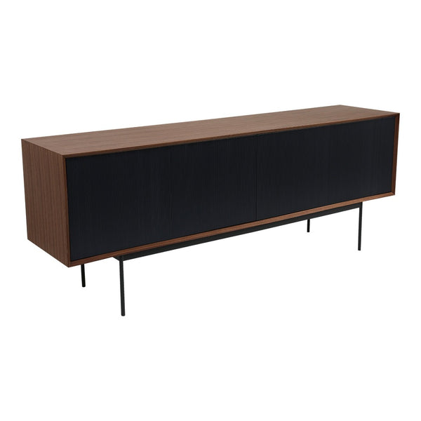 English Elm Harper Walnut Veneer Sideboard with Slim Metal Base for Dining and Living Rooms B2769S00081