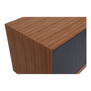 English Elm Harper Walnut Veneer Sideboard with Slim Metal Base for Dining and Living Rooms B2769S00081