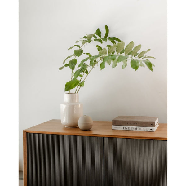 English Elm Harper Walnut Veneer Sideboard with Slim Metal Base for Dining and Living Rooms B2769S00081