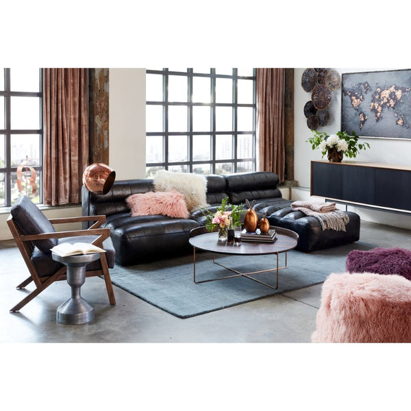 English Elm Harper Walnut Veneer Sideboard with Slim Metal Base for Dining and Living Rooms B2769S00081