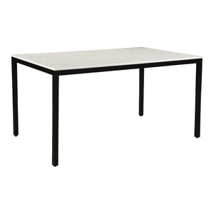 English Elm Dining Table Natural Banswara Marble Top Iron Base Seats Six Contemporary B2769S00083