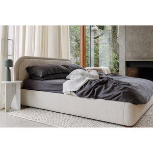 English Elm King Upholstered Bed Velvet Fabric Solid Pine Frame Padded Headboard Bedroom B2769S00084