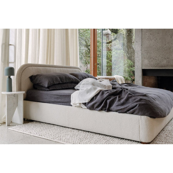 English Elm King Upholstered Bed Velvet Fabric Solid Pine Frame Padded Headboard Bedroom B2769S00084