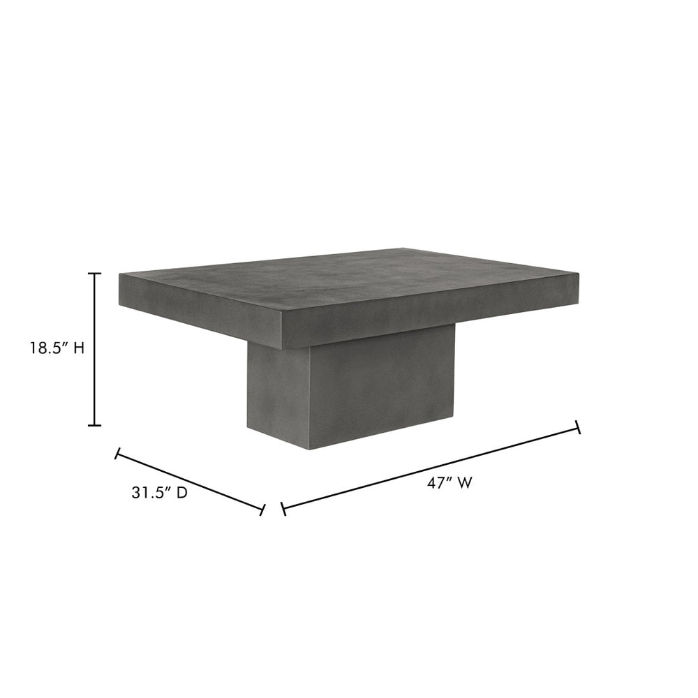 English Elm Outdoor Fibre Reinforced Concrete Rectangular Coffee Table for Patio or Living Room B2769S00085
