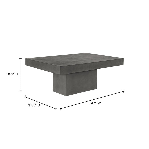 English Elm Outdoor Fibre Reinforced Concrete Rectangular Coffee Table for Patio or Living Room B2769S00085