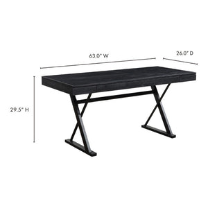 English Elm Desk, Solid Ash Tabletop with Steel Trestle Base Three Soft Close Drawers Home Office B2769S00087