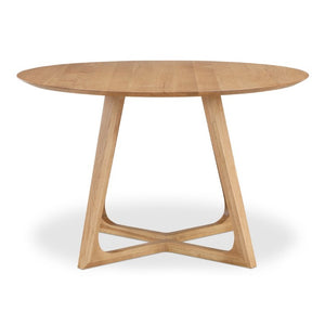 English Elm Dining Table Round Solid Oak Black Finish Seats 6 Sculptural Flared Leg Design B2769S00088