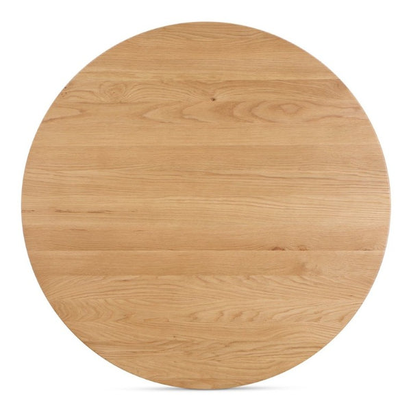 English Elm Dining Table Round Solid Oak Black Finish Seats 6 Sculptural Flared Leg Design B2769S00088