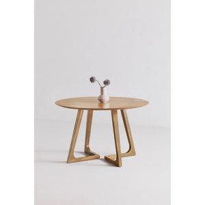 English Elm Dining Table Round Solid Oak Black Finish Seats 6 Sculptural Flared Leg Design B2769S00088