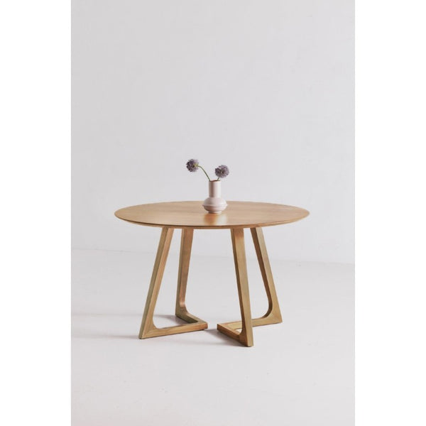 English Elm Dining Table Round Solid Oak Black Finish Seats 6 Sculptural Flared Leg Design B2769S00088