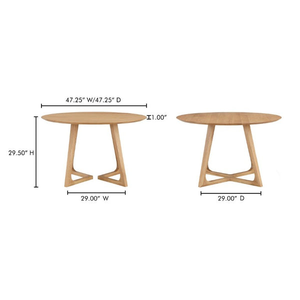 English Elm Dining Table Round Solid Oak Black Finish Seats 6 Sculptural Flared Leg Design B2769S00088