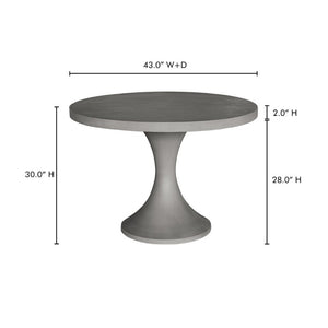 English Elm Outdoor Concrete Fiber Pedestal Round Dining Table Seats Four with Architectural Appeal B2769S00090