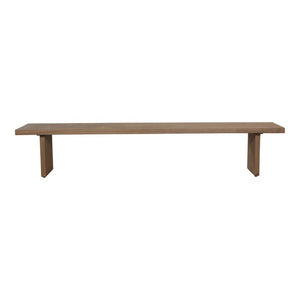 English Elm Bench, Solid Oak Sandblasted Amber Finish Minimalist Seat for Dining Entryway Bedroom B2769S00091