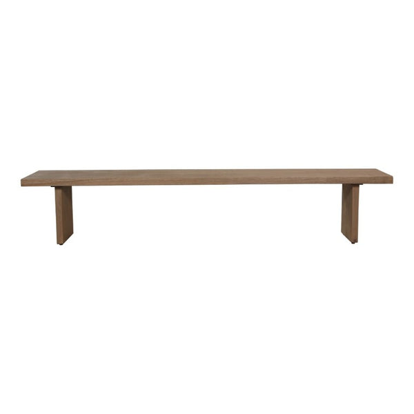 English Elm Bench, Solid Oak Sandblasted Amber Finish Minimalist Seat for Dining Entryway Bedroom B2769S00091