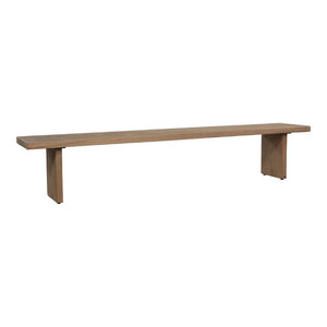 English Elm Bench, Solid Oak Sandblasted Amber Finish Minimalist Seat for Dining Entryway Bedroom B2769S00091