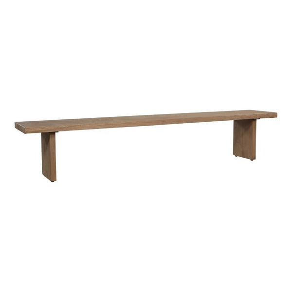 English Elm Bench, Solid Oak Sandblasted Amber Finish Minimalist Seat for Dining Entryway Bedroom B2769S00091