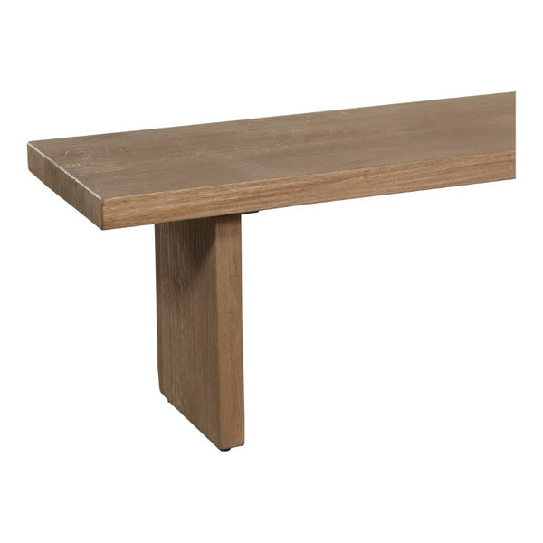English Elm Bench, Solid Oak Sandblasted Amber Finish Minimalist Seat for Dining Entryway Bedroom B2769S00091